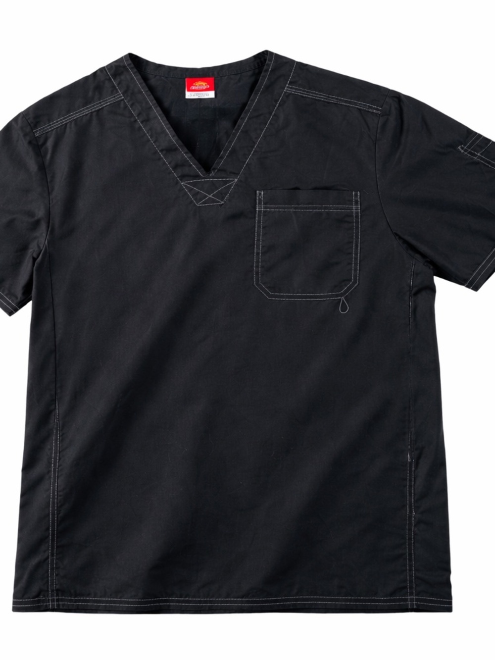 Dickies Men's Black Scrub Top White Stitching Pocket Size Small